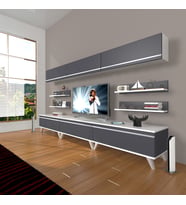 Decoraktiv Eko 8y Mdf Retro Tv Ünitesi Tv Sehpası (Beyaz - Antrasit)