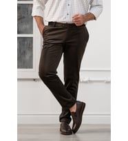 Apartro Regular Fit İnce Fitilli Boru Paça Yan Cep Kalın Kumaş Kadife Pantolon (Kahverengi)