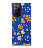PrinfiFy Samsung Galaxy Note 20 Ultra Uyumlu Lansman Kılıf Çiçek Tasarımlı İçi Kadife Kapak (Lacivert)