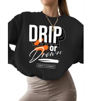 Damla ya da boğul Baskılı bisiklet yaka unisex erkek kadın Bej kalın Sweatshirt Sweatshirt 3 iplik (Siyah)