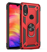 Huawei P Smart 2019 Uyumlu Kılıf Standlı Manyetik Yüzüklü Military Magnetic Ring Polycarbonate and TPU Case (Kırmızı)