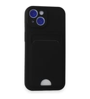 IPHONE 15 UYUMLU KELVİN KARTVİZİTLİ SİLİKON KILIF (Siyah)