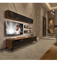 Decoraktiv Eko 5 Slm Std Silver Tv Ünitesi Tv Sehpası - Parlak Beyaz (Siyah - Ceviz)