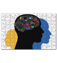 Cakapuzzle Üç Kafa Silüeti Beyinde Rengarenk İmgeler Puzzle Yapboz MDF (Ahşap) (500 Parça)