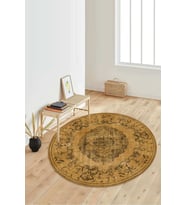 Dijital Baskılı Kaymaz Taban Yıkanabilir Yuvarlak Salon Halısı Koridor Halısı Paspas NDY-HT-148 (Sarı)
