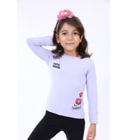 Toontoy Kız Çocuk Baskılı Tişört (Mavi)