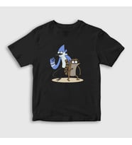 Presmono Unisex Çocuk Beyaz Mordecai And Rigby Regular Show T-Shirt 449219tt (Siyah)
