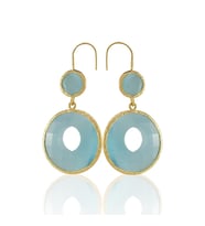 Kadir Jewellery 22 Ayar Altın Kaplama Kadın Taşlı Küpe -El İşçiliği Ve Hipoalerjenik Küpe (Açık Mavi)