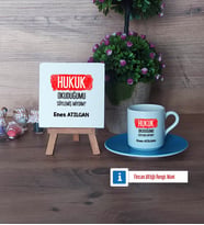 Hukuk Okuduğumu Söylemiş Miydim Dekoratif Taş, Türk Kahvesi Fincanı Kırmızı İsme Özel Hediye (Model 3)