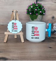 Öğretmene Hediye Canım Öğretmenim Hediye Seti Kupa Bardak T Kulplu ve Anahtarlık Öğretmenler Günü Hediyesi (Model 3)