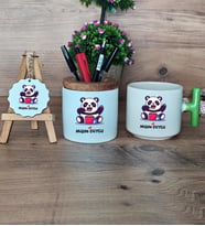 Sevimli Panda Hediye Sepeti Kupa Bardak T Kulplu, Kalemlik ve Anahtarlık Arkadaşa Sevgiliye Hediye (Model 8)