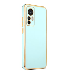 Xiaomi Mi 12T Kılıf Zore Bark Kenarları Altın Renk Kılıf (Açık Mavi)