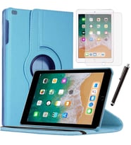 Apple iPad 5 Nesil / 6 Nesil Kılıf Ekran Koruyucu Ve Kalem Set (Mavi)