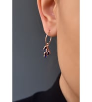 Papatya Silver 925 Ayar Gümüş Rose Kaplama Doğum Taşlı Kübik Drop Küpe (Lacivert)