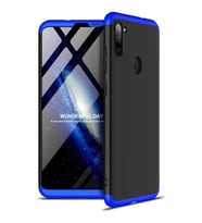Galaxy M11 Kılıf Kamera Korumalı Ays 360 Tam Koruma Ays Kılıf (Siyah-Mavi)