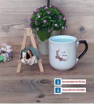 Doğum Günü Hediyesi İsme Özel Kupa Bardak Beyaz ve Fotoğraflı Ahşap Anahtarlık Hediye (Model 10)
