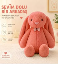 Uyku Arkadaşım Uzun Kulak Bunny Peluş Tavşan 65 cm (Nar Çiçeği)