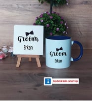 Groom Dekoratif Taş, Kupa Bardak Kırmızı Hediye (Model 2)