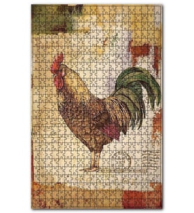 Cakapuzzle Kart Postalda Horoz Görseli Puzzle Yapboz MDF (Ahşap) (1000 Parça)