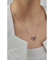 MELEK KANADI KOLYE KALPLİ 925 AYAR GÜMÜŞ KOLYE (Rose)