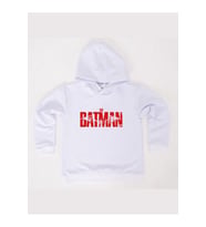 Batman baskılı kapüşonlu pamuklu kumaş çocuk sweatshirt (Beyaz)