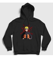 Presmono Unisex Gri Fuinjutsu Anime Naruto Kapüşonlu Sweatshirt 132093tt (Siyah)
