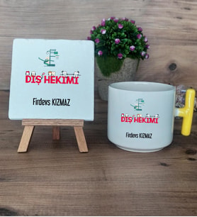 Diş Hekimi Hediye Seti Kupa Bardak T Kulplu ve Dekoratif Taş Diş Hekimleri Günü Hediyesi (Model 5)