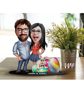 BK Gift Kişiye Özel Sevgililer Karikatürlü 3D Ahşap Biblo, Sevgili Biblo, Ahşap Biblo, Paskalya Bayramı, Ev Dekoru (Model 2)