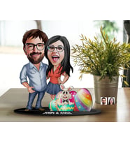 BK Gift Kişiye Özel Sevgililer Karikatürlü 3D Ahşap Biblo, Sevgili Biblo, Ahşap Biblo, Paskalya Bayramı, Ev Dekoru (Model 2)