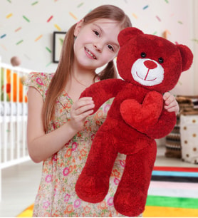 50 cm Kalpli Peluş  Sevimli Ayıcık (Kırmızı)