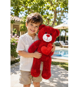 50 cm Kalpli Peluş  Sevimli Ayıcık (Kırmızı)