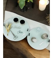 Cherish Söz Tepsisi ve Damat Kahve Fincan Tepsisi (Beyaz)