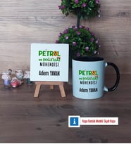 Petrol ve Doğalgaz Mühendisi Dekoratif Taş, Kupa Bardak Kırmızı Hediye (Model 10)