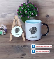 Aslan Kupa Bardak Kırmızı ve Ahşap Anahtarlık Hediye (Model 8)