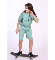 Toontoy Kız Çocuk Cepli Şortlu Takım (Yeşil)