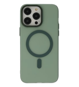 Uyumlu Model Apple iPhone 13 Pro Max Kılıf Mat Kadifemsi Special Edition PC Magsafe Kapak (Yeşil)