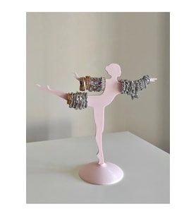 saranostra Balerin Dekoratif Takı Düzenleyici Stand Modern Figür Siyah-Pembe-Kırmızı (Pembe)