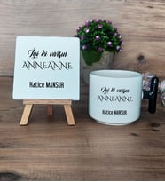 İyi Ki Varsın Anneanne Hediye Seti Kupa Bardak T Kulplu ve Dekoratif Taş Anneanneye Doğum Günü Hediyesi (Model 6)
