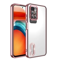 Xiaomi Redmi 10 Kılıf Case, Logo Showing Serisi, Şeffaf, Kamera Korumalı, Logo Gösteren Renkli Çizgi Tasarım (Rose)