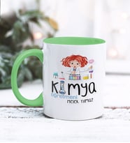 Kimya Öğretmeni Tasarımlı Kişiye Özel Kupa Bardak (Yeşil)