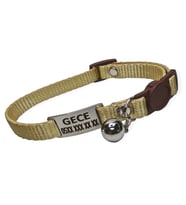 Güvenlik Kilitli isimli Kedi Tasması, isimlikli Kedi Tasması, Kedi Künyesi, Safety Click tasma (Gold)