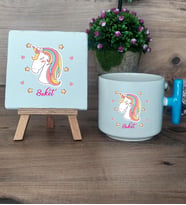 Unicorn Hediye Seti Kupa Bardak T Kulplu ve Dekoratif Taş Kadın Arkadaşa Doğum Günü Hediyesi (Model 3)