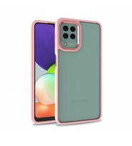 Samsung Galaxy M12 Kılıf Case, Kamera Lens Korumalı Elektroplatin Kaplama Sert PC Koruyucu Colourful Platinum Serisi (Rose)