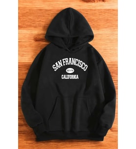 San Francisco Baskılı Oversize Sweatshirt (Siyah)