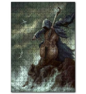 Cakapuzzle Azgın Dalgalar Martılar ve Çello Çalan Adam Puzzle Yapboz MDF (Ahşap) (500 Parça)