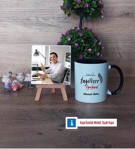 İngilizce Öğretmeni Fotoğraflı Dekoratif Taş, Kupa Bardak Beyaz Hediye (Model 11)