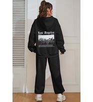 Unisex Los Angles Baskılı Eşofman Takımı (Siyah)