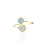 Kadir Jewellery 22 Ayar Altın Kaplama Ayarlanabilir İnci Bilezik (Açık Mavi)