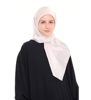 Kadın Saten Krep Düz Parlak Abiye Eşarp (Koyu Krem)
