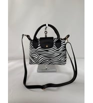 Kadın Mini Siyah Leopar Fermuar Ve Çıt Çıt Kapamalı El Ve Omuz Çantası (Zebra)